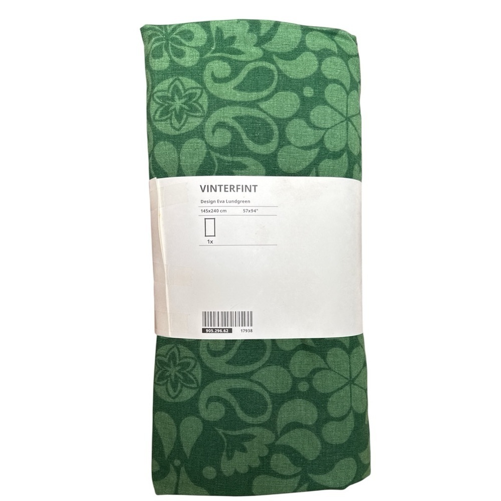 IKEA VINTERFINT Green Paisley Floral Cotton Table Cloth 57x94 Design Lundgreen